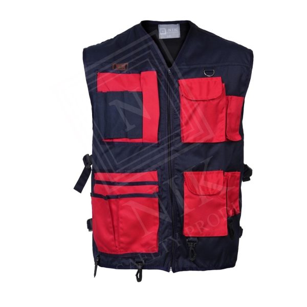 جلیقه ابزار فنی مهندسی سرمه ای قرمز ایمن ابزار نیک